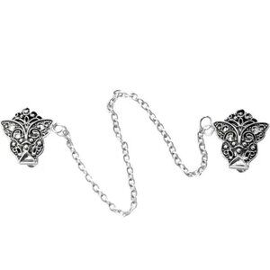 Butterfly Sweater Clip | Vintage-Style Cardigan Chain | Silver Tone Accessory